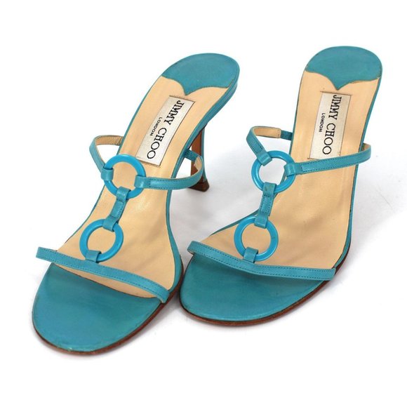 Jimmy Choo Shoes - Jimmy Choo Turquoise Ring Strappy Sandals 37.5